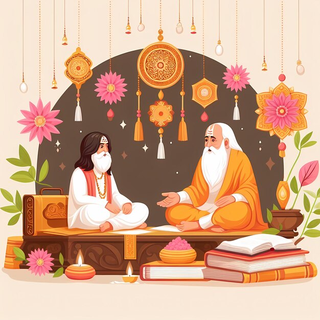 Foto illustration für guru purnima im flachen stil