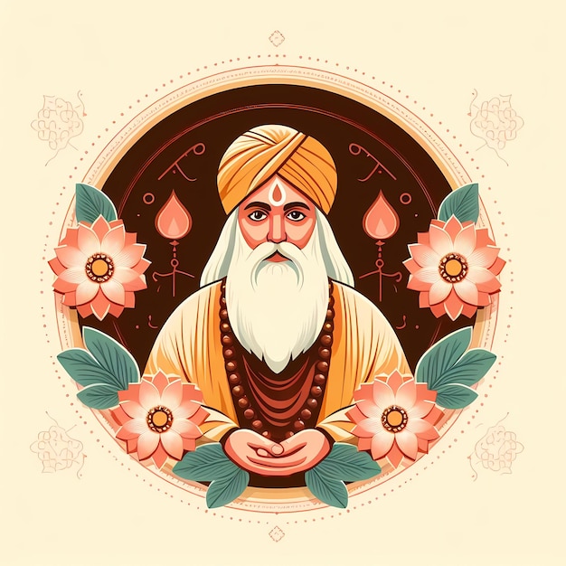 Illustration für Guru Purnima im flachen Stil