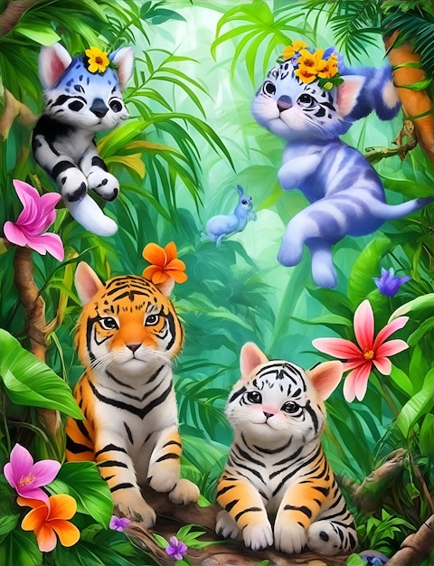 Illustration für Kinder-Fantasiebuch Tiere im Wald