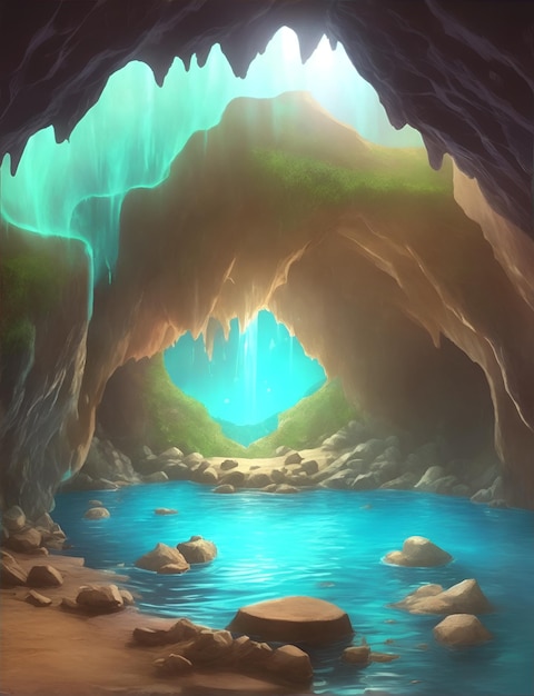 Illustration für Kinder-Fantasiebuch Truhe in einer Höhle