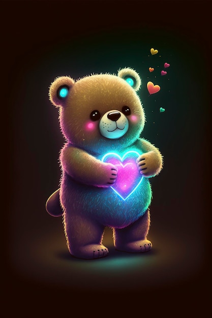 Illustration glücklicher Teddybär in der Liebe Valentinstag 39er Tag Bild generiert von KI