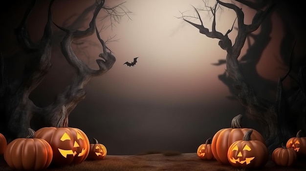 Illustration Halloween-Hintergrund mit Kopierraum Generative KI