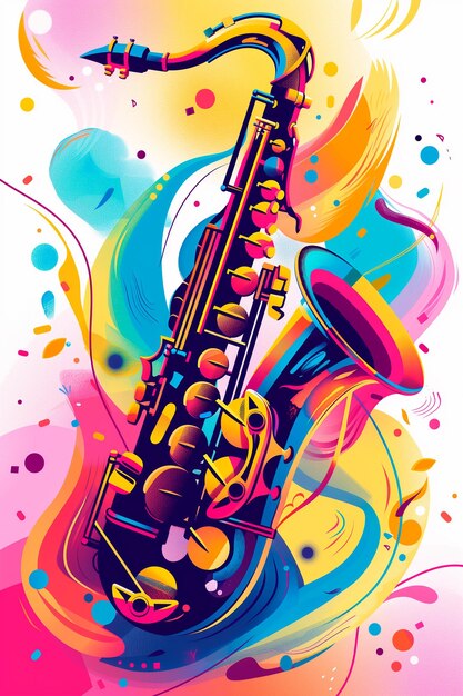 Foto illustration im abstrakten stil für ein live-jazz-musik-poster musiktag internationaler jazztag