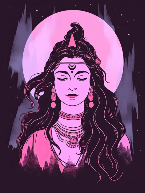 Illustration Indien Maha Shivratri in Rosa