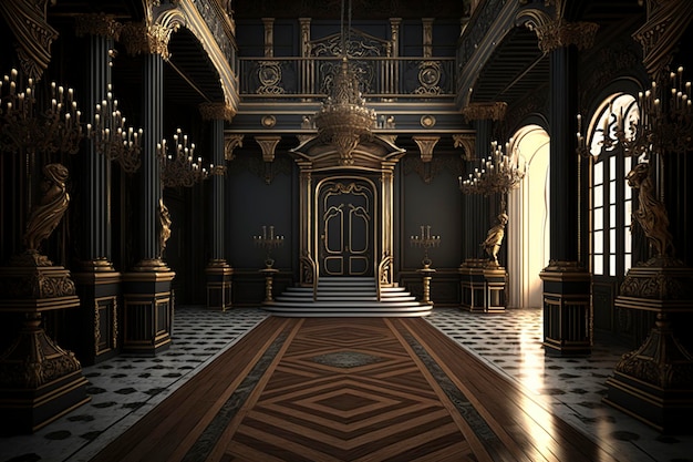 Illustration Innenraum im Königlichen Goldenen Palast Fantasy generative ai