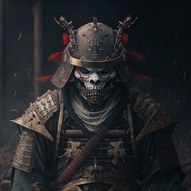 Illustration japanischer Geisterarmee-Samurai mit gruseligem Horror Full HD 8k