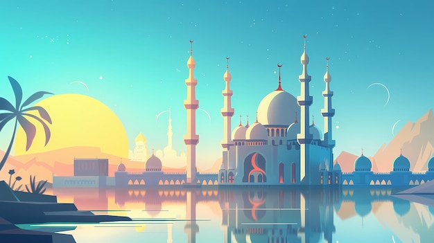 Illustration Karikatur Islamische Moschee Hintergrund