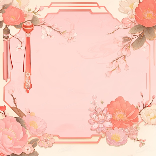 Illustration koreanisches Neujahr traditioneller Vintage-Pink-Hintergrund