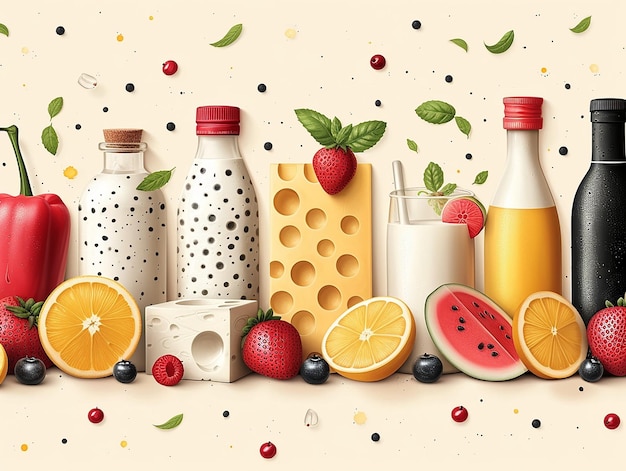 Illustration künstlerisches Webdesign Dekoration von Milchbanner