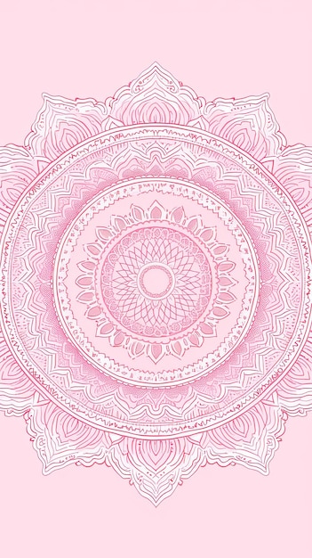 Foto illustration linienkunst mandala-grenze in rosa