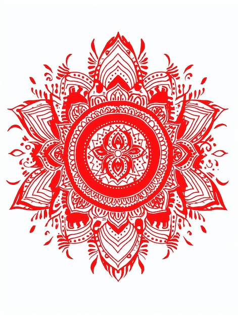 Illustration Linienkunst Mandala Grenze in Rot