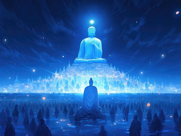 Illustration Makha Bucha Day in Blau