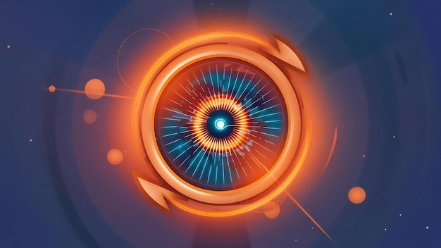 Foto illustration mit abstrakten orangefarbenen und blauen lichteffekten
