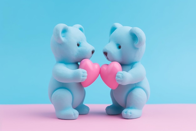 Illustration mit blauen Bären, die ein Herz halten. Niedlicher Tierdruck