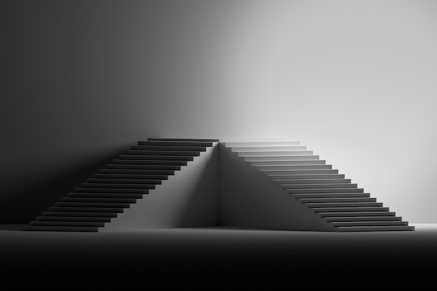 Foto illustration mit dem sockel gemacht von der treppe in schwarzweiss.