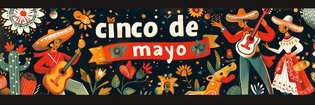 Illustration mit Text zum Gedenken an einen mexikanischen Cinco de Mayo