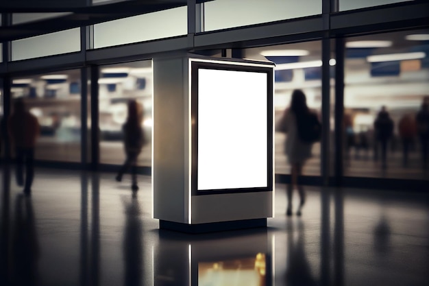 Illustration Mockup-Werbeleuchtkasten im Flughafenterminal Generative KI