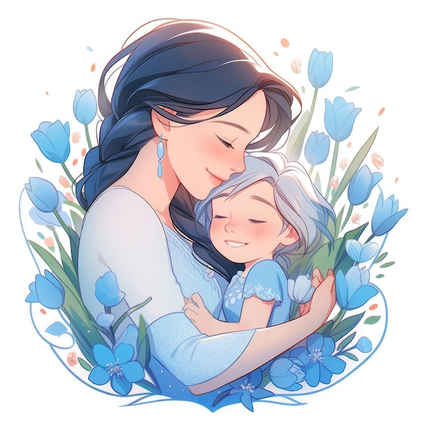Illustration Muttertag in Blau