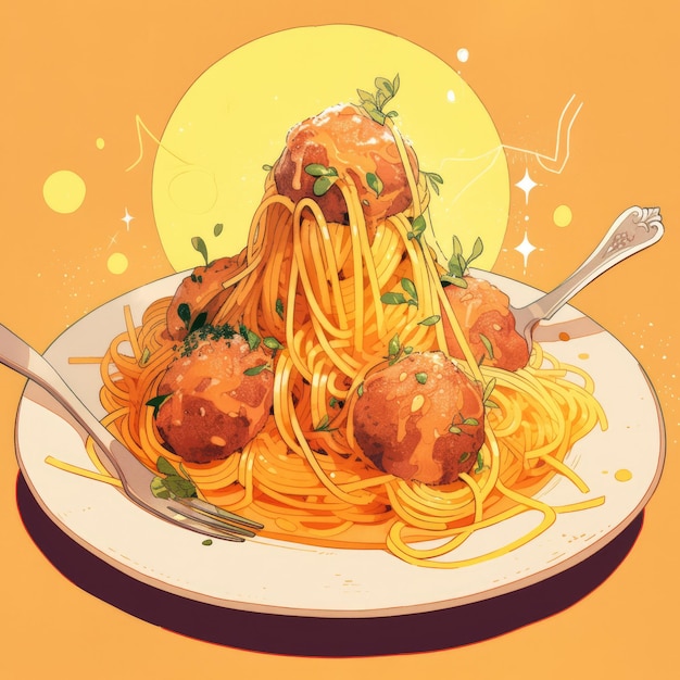 Foto illustration nationaler spaghetti-tag in gelb