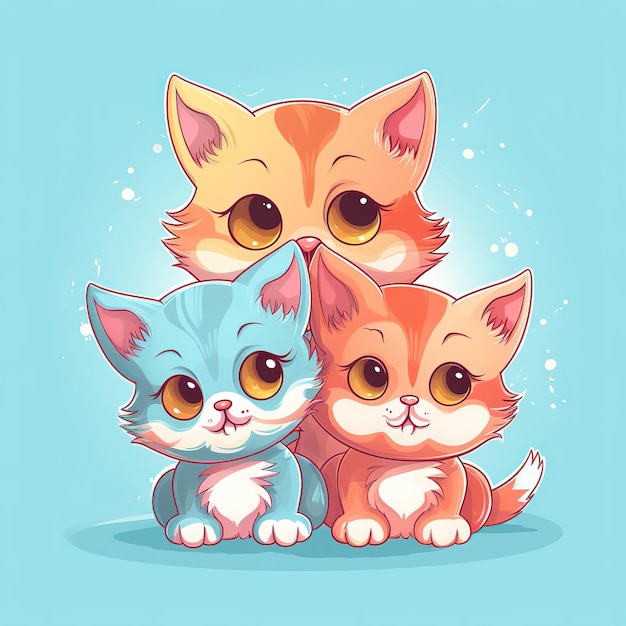 Illustration niedliche glückliche Kätzchenkatzen Internationaler Katzentag