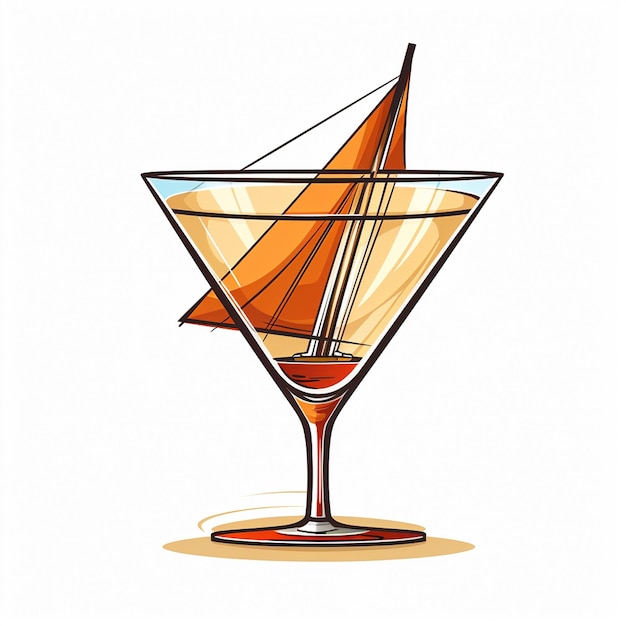 Foto illustration of a sail boat floating in a cocktail glass
