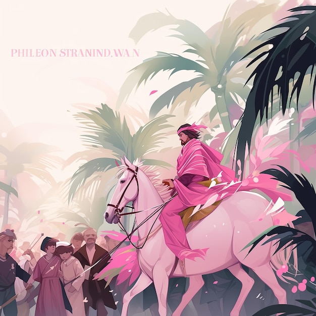 Illustration Palmsonntag in Rosa