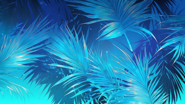 Illustration Palmzweig in blauem Hintergrund