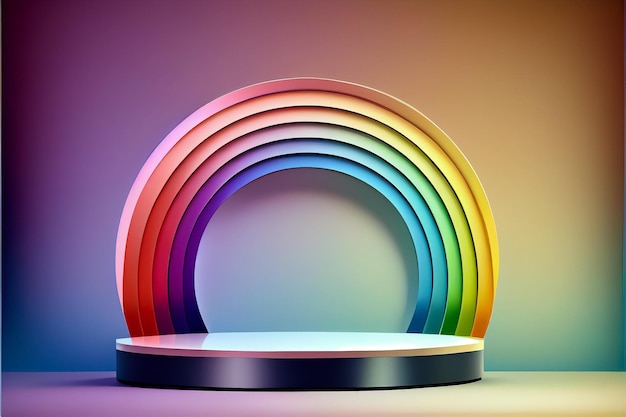 Illustration Regenbogenfarbe Plattform Bühne Podium AI