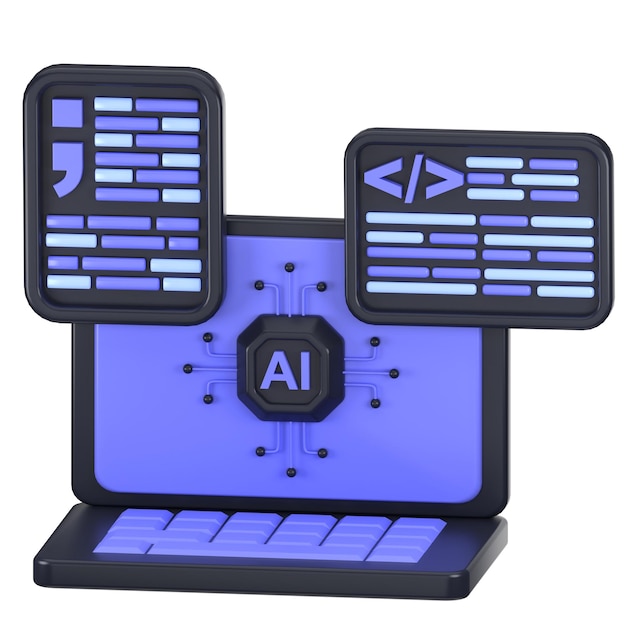 Illustration rendern 3D-Symbol AI-Programmiermixer