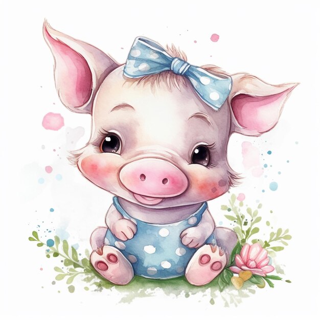 Foto illustration schweine-aquarell-sublimations-clipart