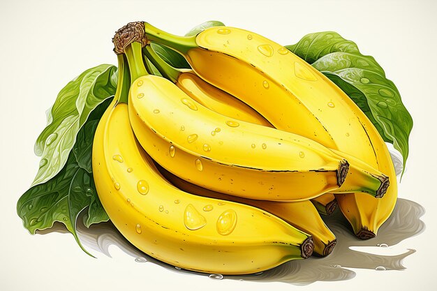 Illustration tropischer Bananen auf weißem Hintergrund