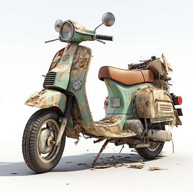 Illustration verlassenes Motorrad mit Geschick ausgestellt