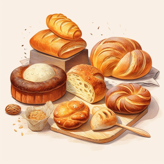 Illustration verschiedener Brote