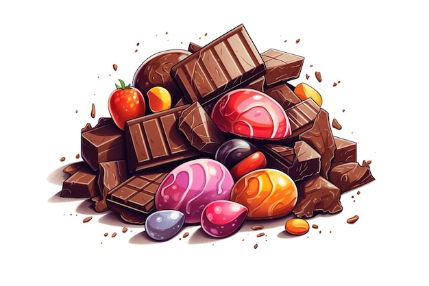 Illustration verschiedener Schokoladenbonbons Generative KI