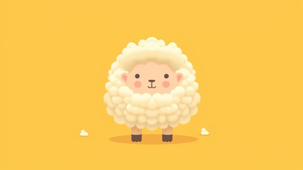 Illustration von Adorabelem Weißem Schaf mit flauschiger Wolle _14xjpg