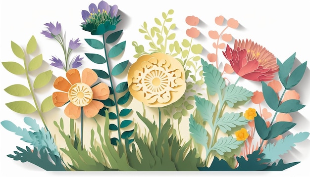 Illustration von Aquarell Frühlingsblumen das Papier Generative AI