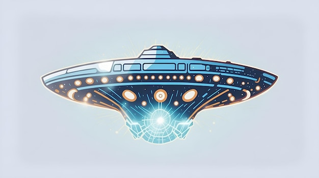 Illustration von Außerirdischen Raumschiff UFO Lichter Raumobjekt fliegendes Platten Schiff AI Generative