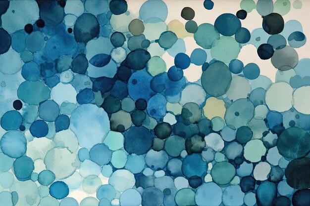 Illustration von blauen Kreisen auf weißem Hintergrund Malerei Generative KI