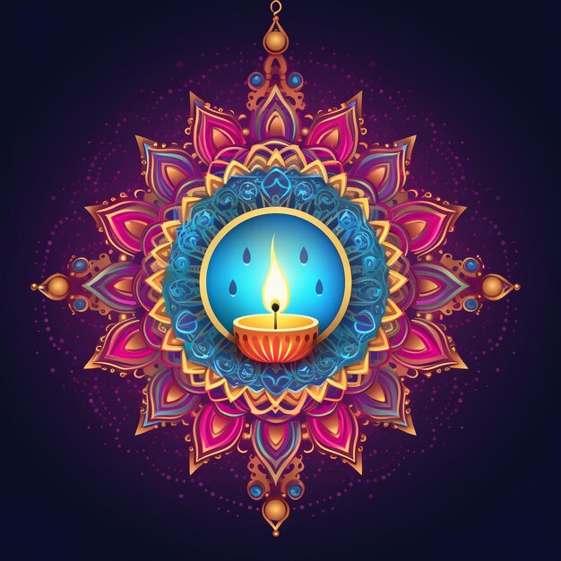 Illustration von brennender Diya auf glücklicher Diwali