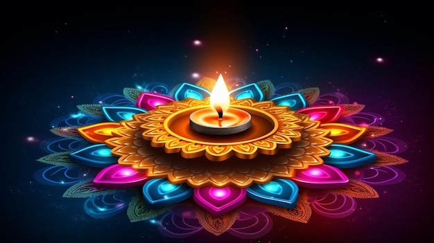 Illustration von brennender Diya auf glücklicher Diwali