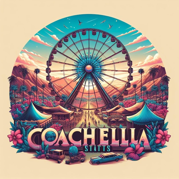 Illustration von Coachella beginnt die Feier mit dem Riesenrad