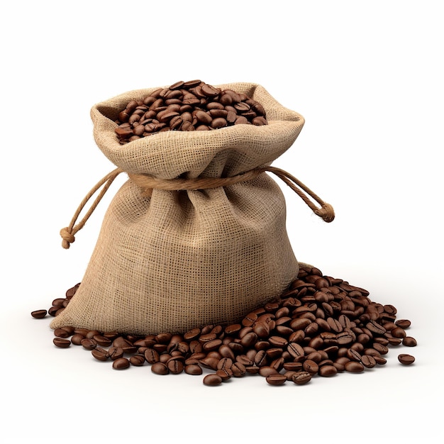 Illustration von Coffee Sack3D-Darstellung eines gefüllten Leinensacks