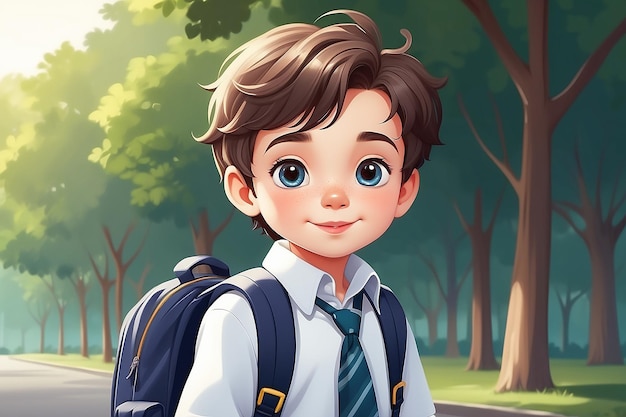 Illustration von Cute Junge zur Schule gehen