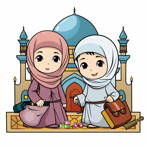 Foto illustration von farbbuch ist lamisch für kinder cutekids praktizieren den islam