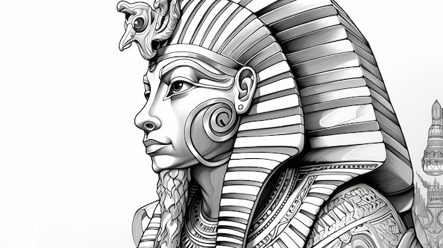 Illustration von Farbbuchseiten für Erwachsene Sphinx schwarz-weiß