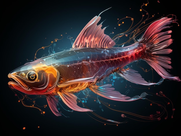 Illustration von Fischen und Wassertieren