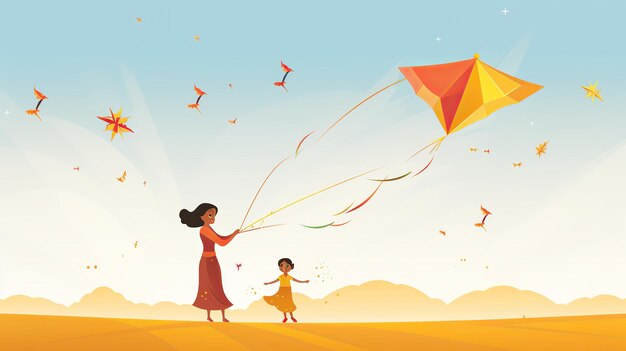 Illustration von Fliegendrachen für den Feiertag Makar Sankranti Hindu