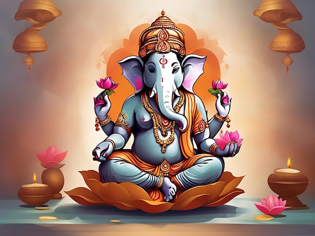 Foto illustration von ganesha aum hindu hochzeitskarte