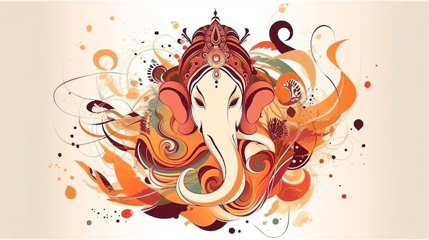 Illustration von Ganesha für Ganesh Chaturthi und Diwali Generative KI