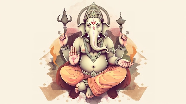 Illustration von Ganesha für Ganesh Chaturthi und Diwali Generative KI